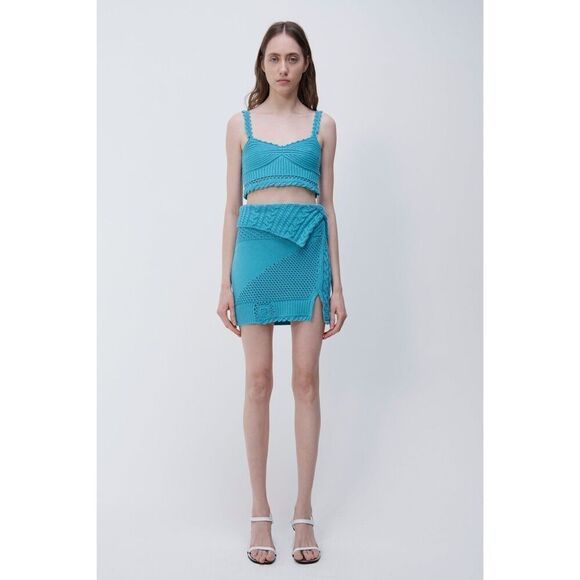 Jonathan Simkhai NWT Ofira Patchwork Top in Laguna Size L - Picture 3 of 10